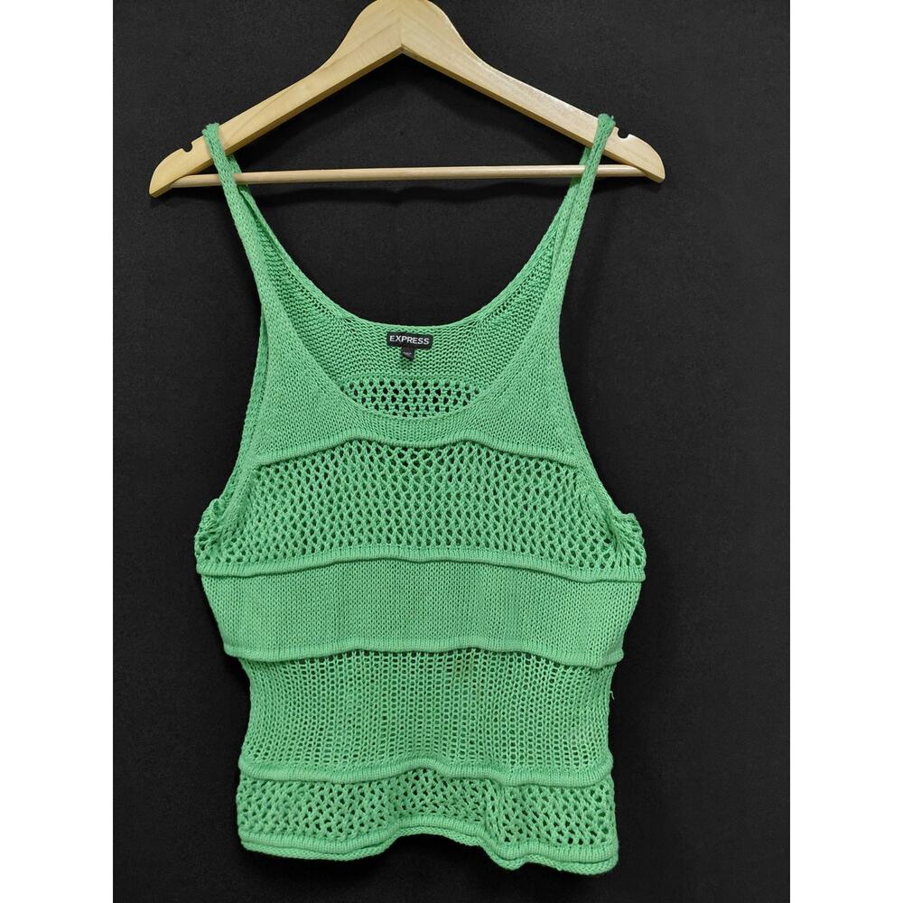 LD9 EXPRESS Green Knit Tank Top Solid Sleeveless Women Size XS